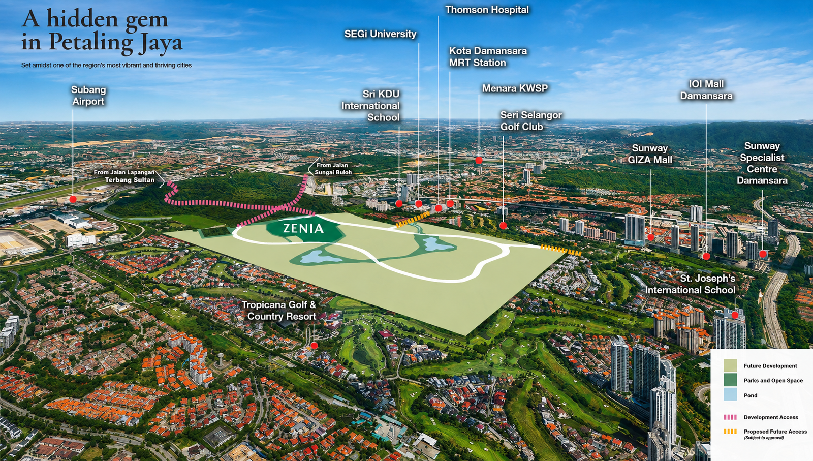 High-resolution aerial context of Zenia within Petaling Jaya