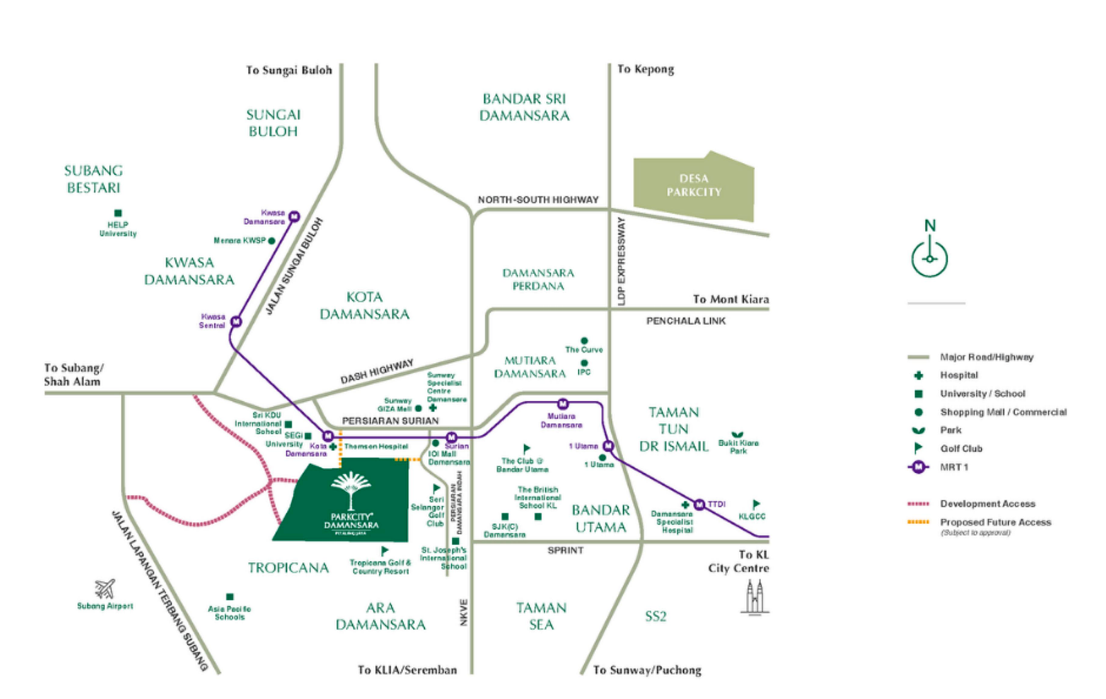 Clear high-resolution location map of Zenia in Petaling Jaya